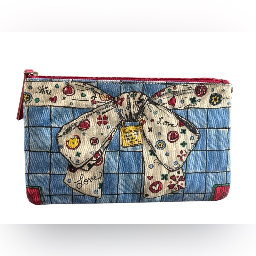 Brighton With Love From Me To You Canvas Zippered Cosmetic Make-Up Case Bag